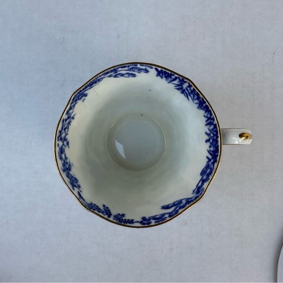 Royal Crown Derby Tea Cup & Saucer Vintage Mikado England Blue & White Gold Rim - Picture 4 of 14